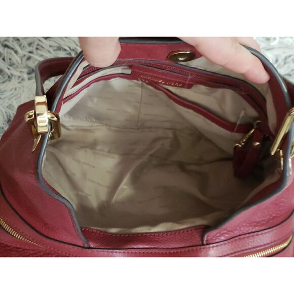 Michael Kors Raven Crimson Red Leather Shoulder Tote Bag Large Tri-Section, COA - Picture 6 of 16